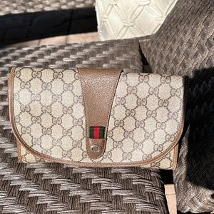 Gucci GG Supreme Leather Trim Clutch